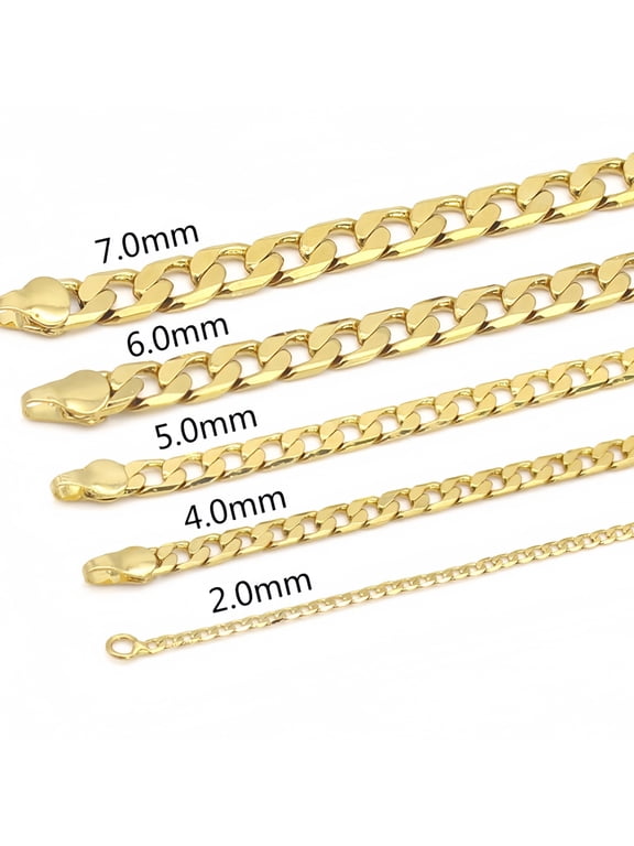 Real Solid 10k Yellow Gold Filled Necklace Italian, Link Chain 10K Solid Yellow Gold Cuban Link Chain Necklace for Women, 5.00MM, 26"
