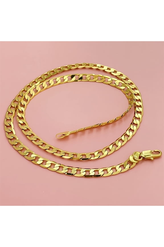Real Solid 10k Yellow Gold Filled Necklace Italian, Link Chain 10K Solid Yellow Gold  Cuban Link Chain Necklace for Women, 8.00MM, 20"