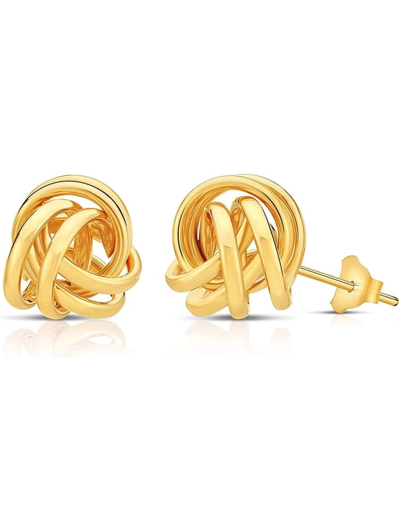 Real Solid 14K Yellow Gold Love Knot Studs