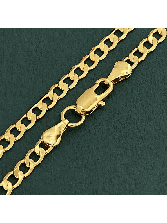 Real Solid 14k Yellow Gold Filled Necklace Italian, Link Chain 10K Solid Yellow Gold Cuban Link Chain Necklace for Women, 4.00MM, 26"