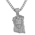 thumbnail image 1 of Real Solid 925 Sterling Silver 1" Jesus Iced Pendant Tennis Chain Choker One Row 16" inch x 3 MM Necklace, 1 of 15