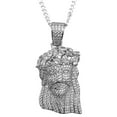thumbnail image 1 of Real Solid 925 Sterling Silver 1" inch Jesus Iced Pendant Cuban Chain Necklace 22" inch, 1 of 13