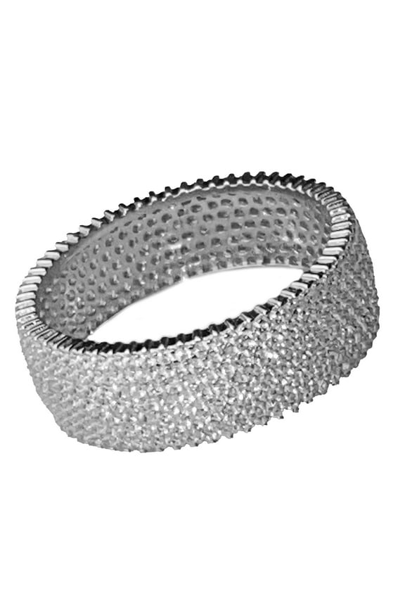 Real Solid 925 Sterling Silver Eternity Band Ring Wedding Iced Micro Pave Anillo De Plata Pinky Size 10