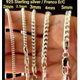 thumbnail image 1 of Real Solid 925 Sterling Silver Franco Diamond Cut Chain Necklace 3mm Italy Jargod, 1 of 3