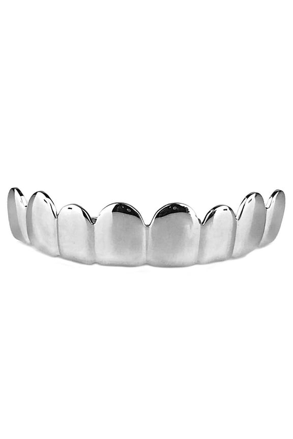 Real Solid 925 Sterling Silver Grillz 8 Top Teeth Premade Eight Tooth Grills