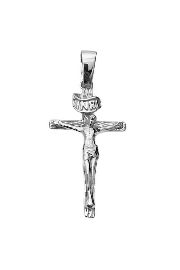 Real Solid 925 Sterling Silver Jesus Piece Shiny Crucifix Cross Pendant 1.5" inch