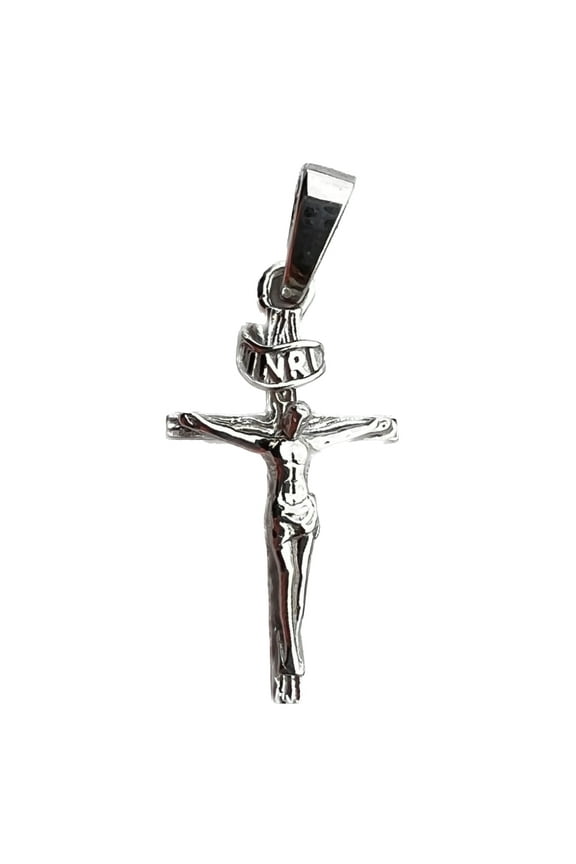 Real Solid 925 Sterling Silver Jesus Piece Shiny Crucifix Cross Pendant Small 1" inch Cruz Dije De Plata