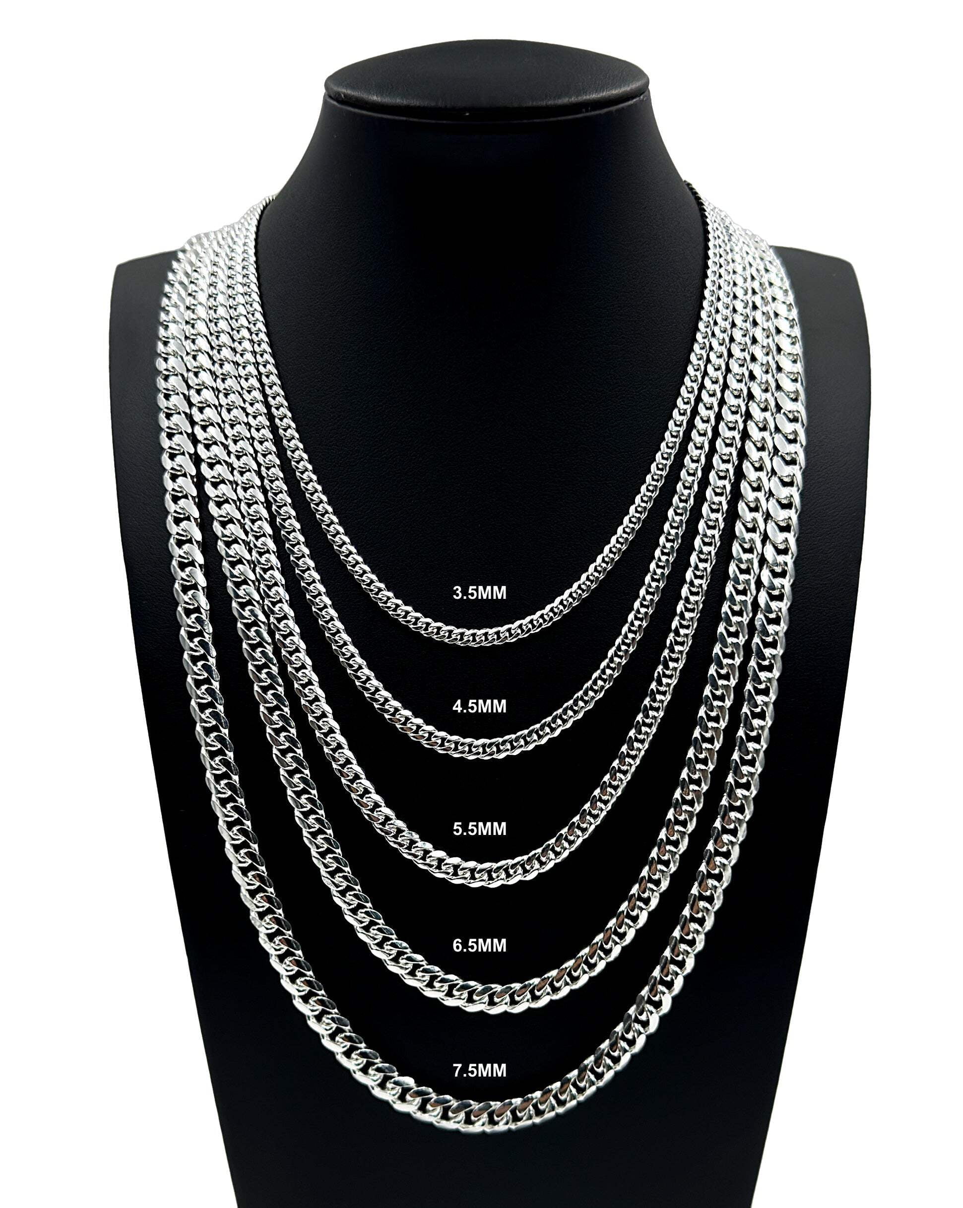 Real Solid 925 Sterling Silver Miami Cuban Link Chain Necklace