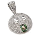 thumbnail image 1 of Real Solid 925 Sterling Silver Money Mouth Face Emoji CZ Iced $ Charm Pendant, 1 of 9