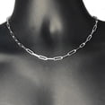 thumbnail image 1 of Real Solid 925 Sterling Silver Paperclip Chain Choker Necklace 4 mm 18" Inch, 1 of 5