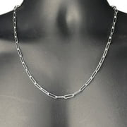 Real Solid 925 Sterling Silver Paperclip Chain Necklace 4 mm 22 Inch