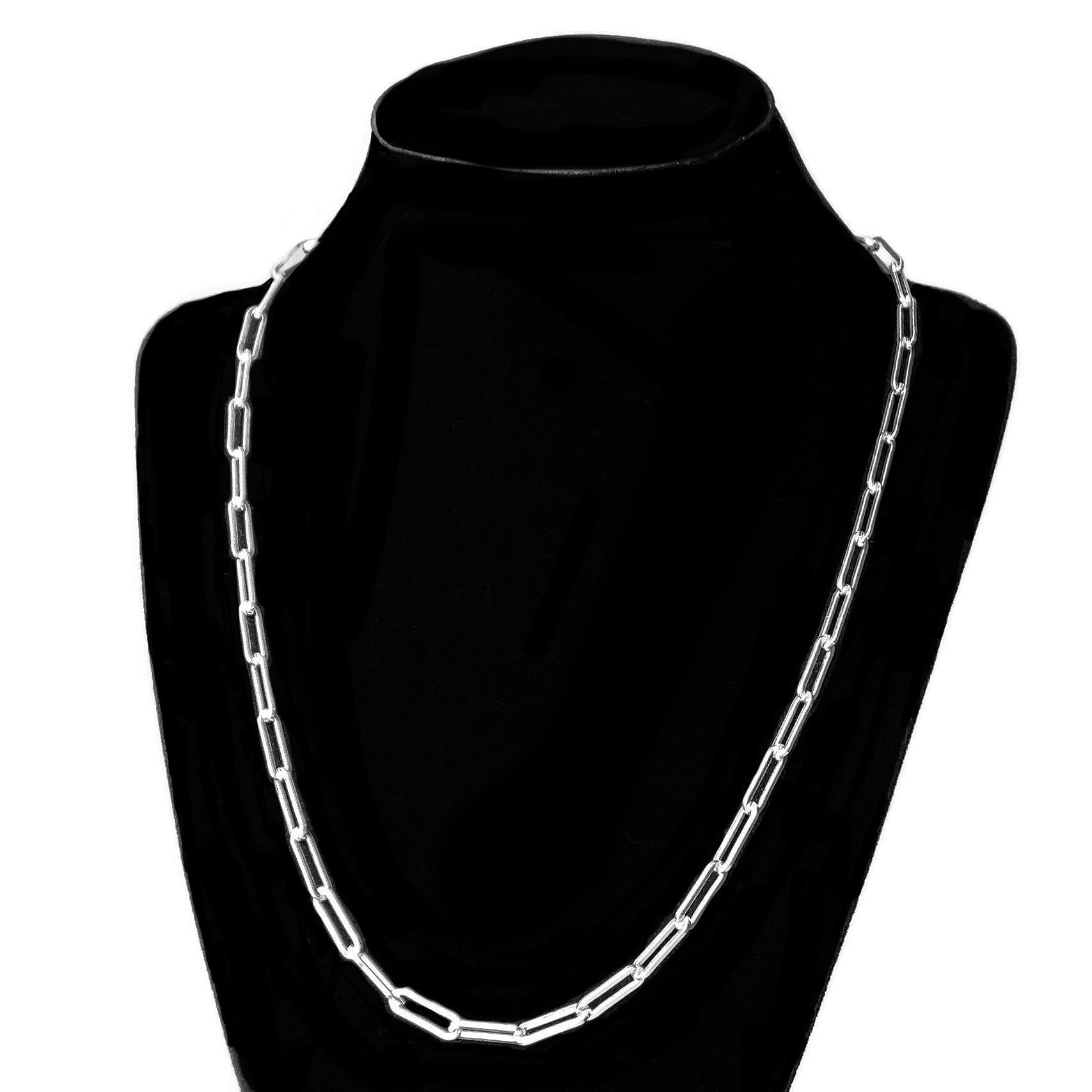Buy Silver Paperclip Chain Necklace 925 Sterling Silver Smooth 3mm Links  Online in India - Etsy