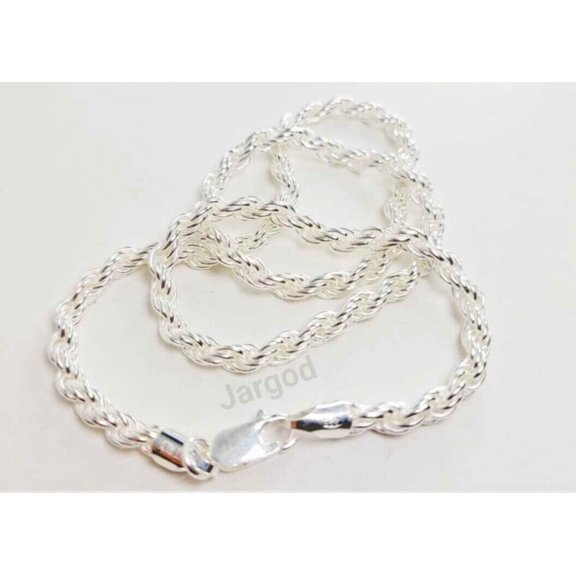 Real Solid 925 Sterling Silver Rope Chain Necklace 4.5mm Italy Jargod