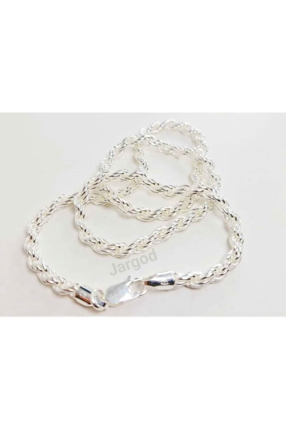 Real Solid 925 Sterling Silver Rope Chain Necklace 4.5mm Italy Jargod
