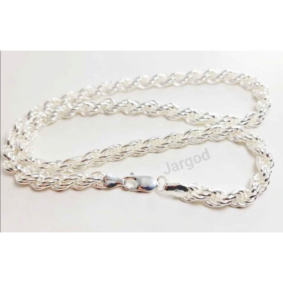Real Solid 925 Sterling Silver Rope Chain Necklace 5.5mm Italy Choose Length Jargod
