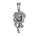 thumbnail image 1 of Real Solid 925 Sterling Silver Rose Flower Iced Pendant Bling Out Hip Hop Charm, 1 of 6