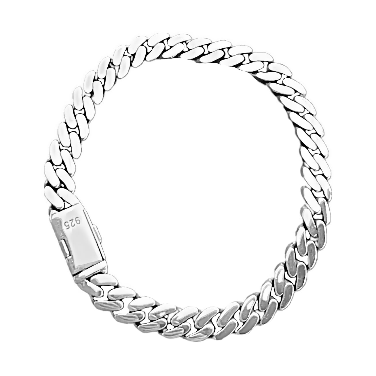 Real Solid 925 Sterling Silver Sleek Cuban Link Oxidized Chain Bracelet 8MM Thick 7.5" Inch