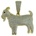 thumbnail image 1 of Real Solid 925 Sterling Silver w/ Gold Finish GOAT Pendant Bling Iced Flooded Micro Pave 1.5" inch, 1 of 7