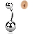 thumbnail image 1 of Real Solid G23 Titanium Belly Button Rings - 14G Internally Threaded 10mm Belly Ring Round  Star Teardrop CZ Navel Rings for Women, 1 of 12