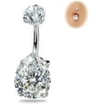 thumbnail image 1 of Real Solid G23 Titanium Belly Button Rings - 14G Internally Threaded 10mm Belly Ring Round  Star Teardrop CZ Navel Rings for Women, 1 of 12
