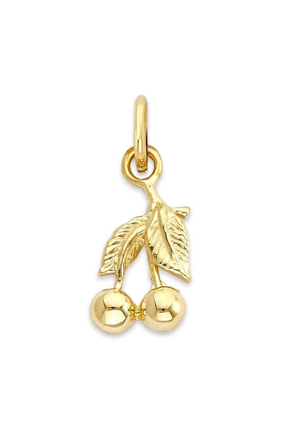 Solid 10k Gold Cherry Charm - Symbolic Jewelry Gifts for Women