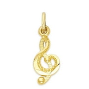 Golden Fire Solid 10k Gold Musical Charm - G Clef Jewelry Gifts for Her