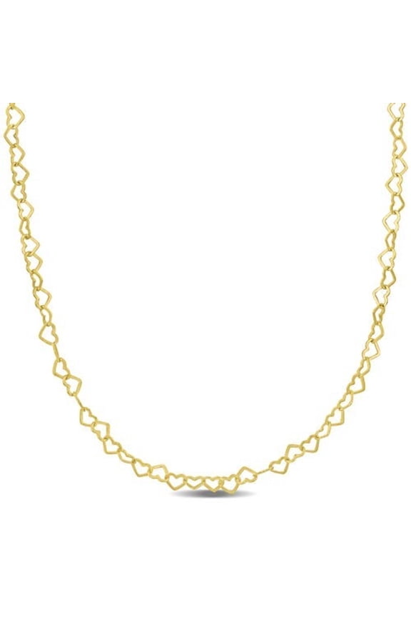 Real Solid Italy 925 Sterling Silver Heart Shaped Link Chain Gold Plated N68