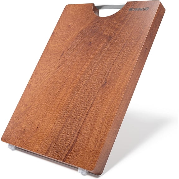 Real Solid Sapele Cutting Board One Piece No Glue Non Toxic All Whole Single Wood Butcher Block Thick Hard Wood Heavy Duty Edge Grain (Large, 15.74"L*11.81"W*1.18"Th)