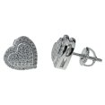 thumbnail image 1 of Real Solid Sterling Silver Hearts Iced Women's Earrings Heart Shaped CZ Screw Back 925 Stamp Micro Pave, 1 of 7