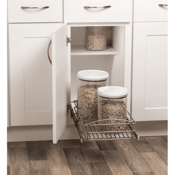 Real Solutions Slide Out Wire Basket Organizer - Single Pack  Indoor & Outdoor Use, NEC-Compliant