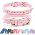 thumbnail image 1 of Real Split Leather Studded Pet Dog Collar 1Pack, 1 of 5