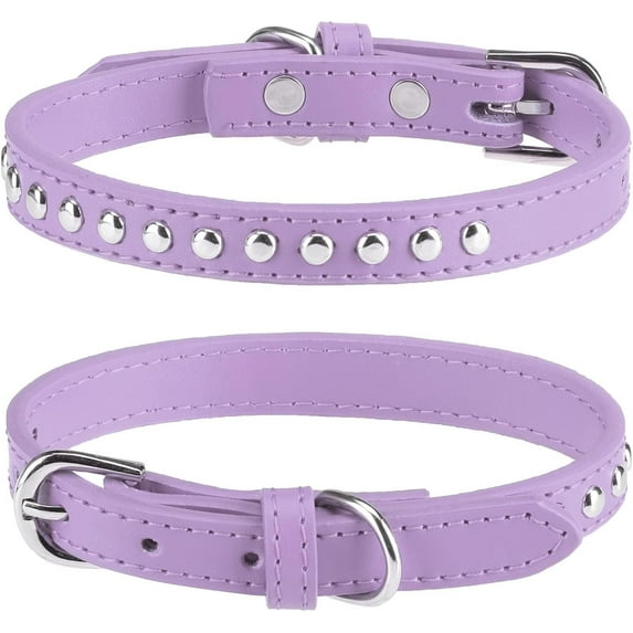 Real Split Leather Studded Pet Dog Collar 1Pack