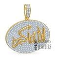 thumbnail image 1 of Real Sterling Silver 10K Yellow Gold Finish Lab Diamonds Allahu Akber Muslim Pendant Islamic Arabic Charm Medallion, 1 of 7
