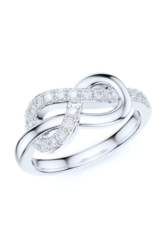 Real Sterling Silver Thick Tie The Infinity Love Knot Simulated Diamond Intertwined Ring Promise Ring (8.5)