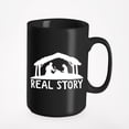 thumbnail image 1 of Real Story, Christmas Nativity Scene, Black 15oz Ceramic Mug, 1 of 5