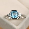 thumbnail image 1 of Real Swiss blue topaz anniversary ring,sterling silver,asscher cut ,November birthstone ring, 1 of 5