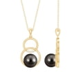 thumbnail image 1 of Rosec Jewels Black Tahitian Pearl Eternity Pendant Necklace with Diamond - Double Circle Necklace - Ready to Gift for Women, 14K Yellow Gold, 1 of 8