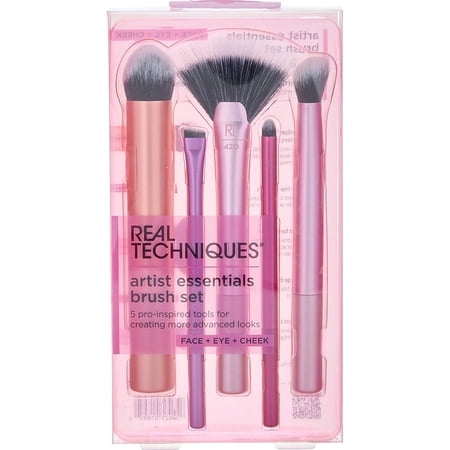Real Techniques Artist Essentials Brush Set: Foundation + Liner Fan Lip Soft ---