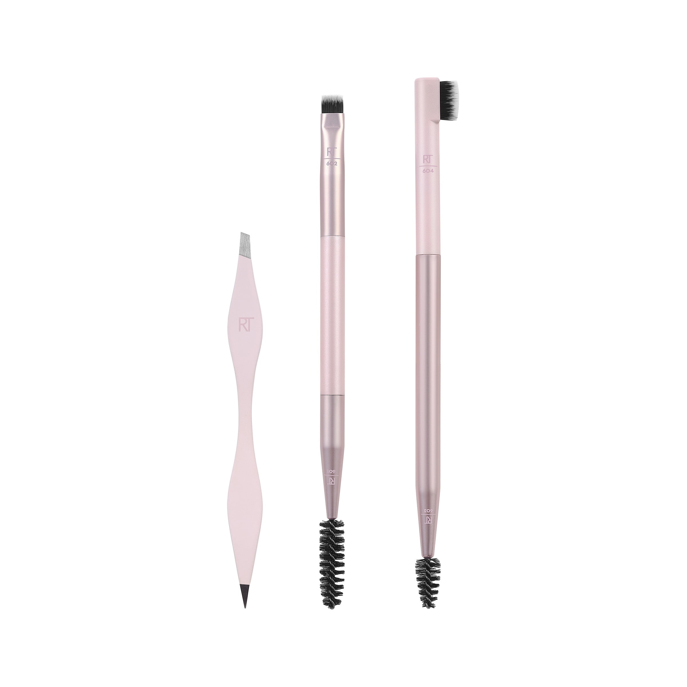 Real Techniques Brow Shaping Set, Eyebrow Brushes & Tweezers, for Powder, Cream, & Gel, 3 Piece Set