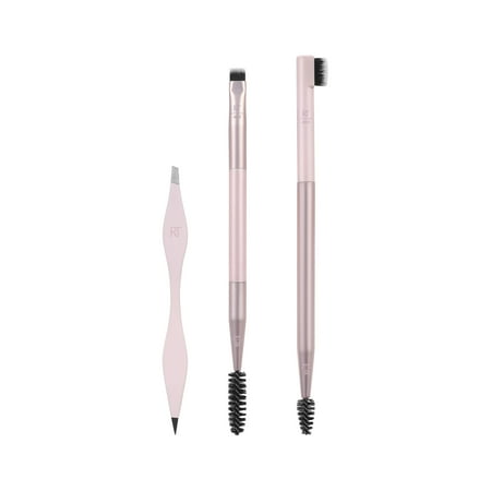 Real Techniques Brow Shaping Set, Eyebrow Brushes & Tweezers, for Powder, Cream, & Gel, 3 Piece Set