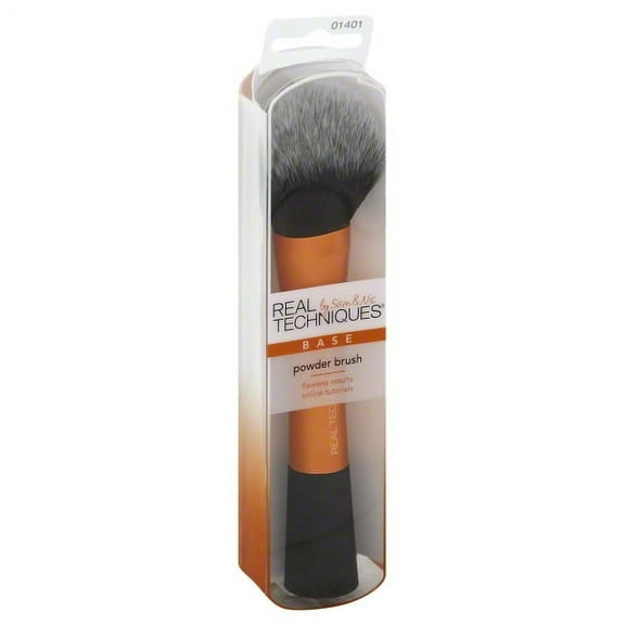 Real Techniques Cruelty Free Powder Brush With Ultra Plush Custom Cut Synthetic Bristles and Extended Aluminum Ferrules to Build Coverage