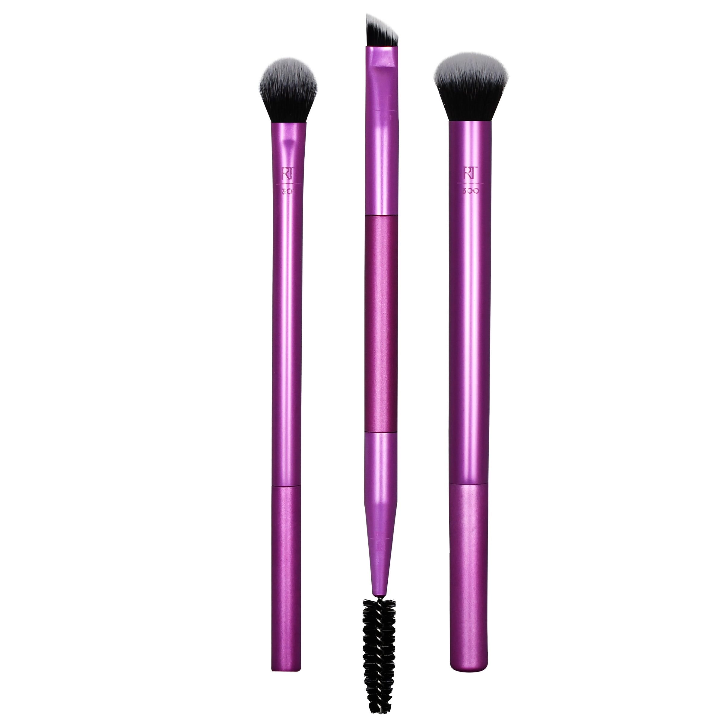 Real Techniques Eye Shade & Blend Makeup Brush Trio, For Layering Powder  Shadows Evenly, Shaping & Grooming Brows, Defined Makeup Look, 3 Count 
