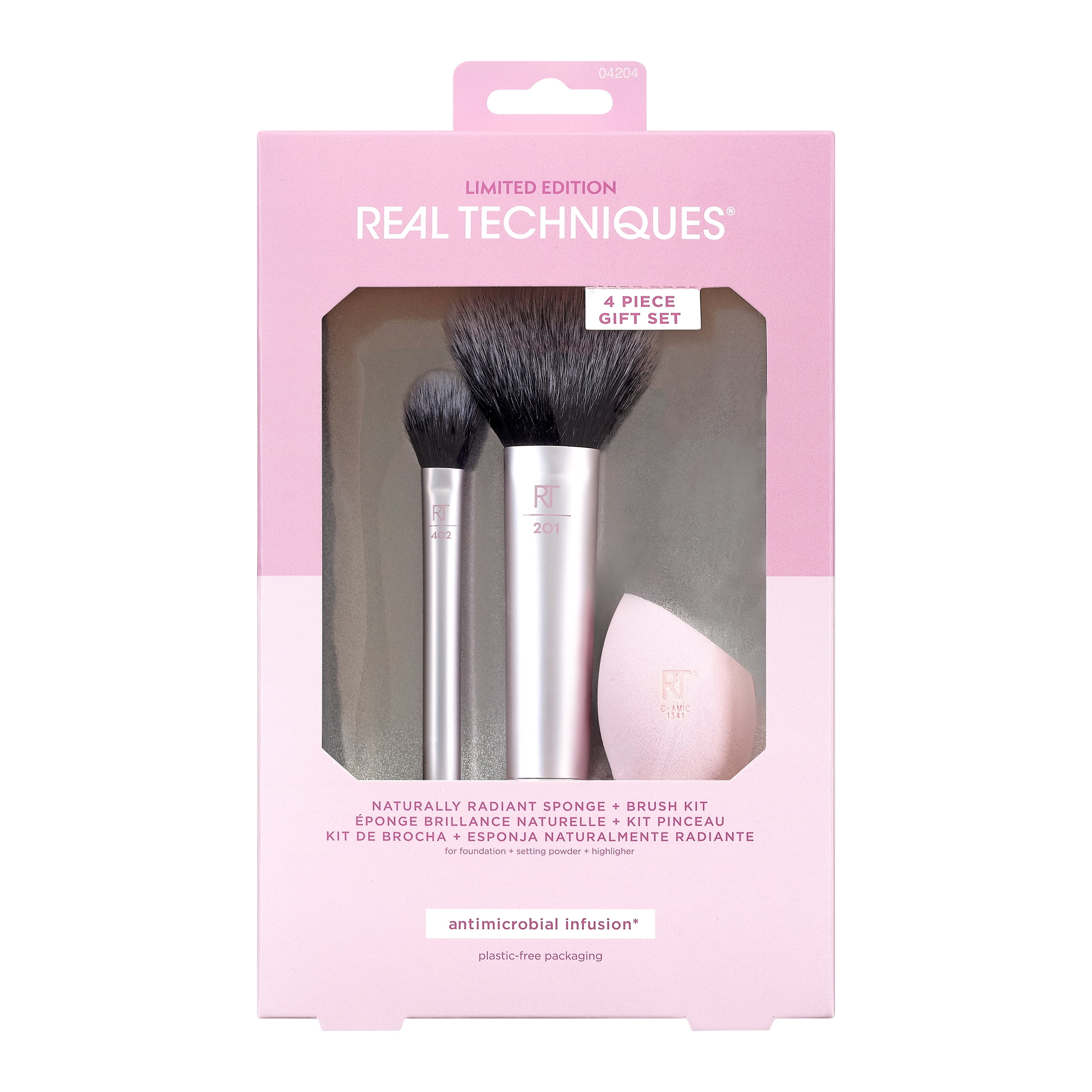 Real Techniques Limited Edition Naturally Radiant Sponge and Brush Kit,  Piece Gift Set