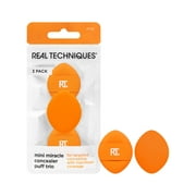 Real Techniques Mini Miracle Powder Puff Trio, for Setting & Baking, Mini Makeup Puff, 3 Count