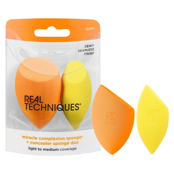 Real Techniques Miracle Complexion + Concealer Sponge, Makeup Sponges for Liquid & Cream, 2 Count
