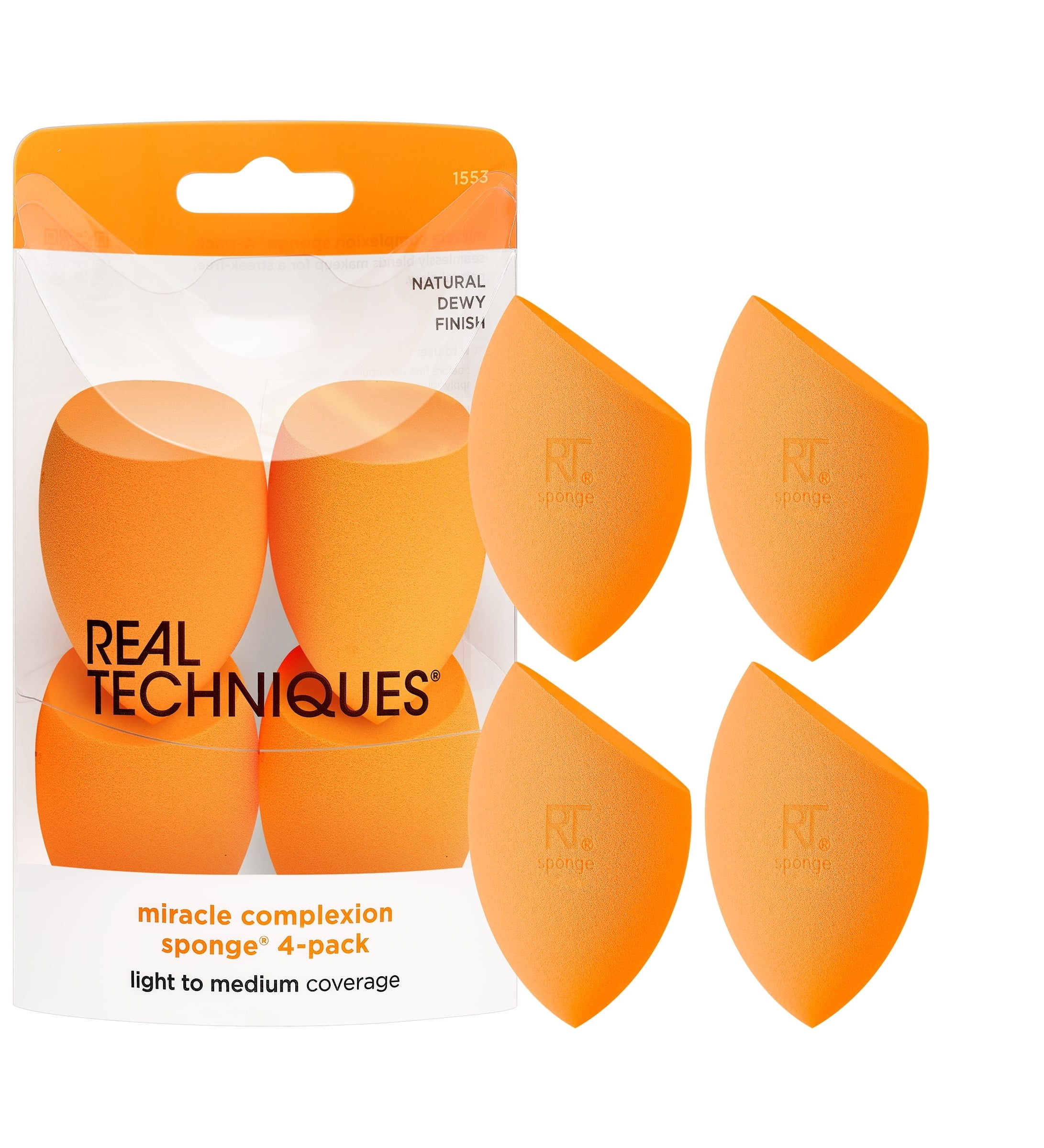 Real Techniques Miracle Complexion Makeup Sponges, for Liquid & Cream Foundation, 4 Count
