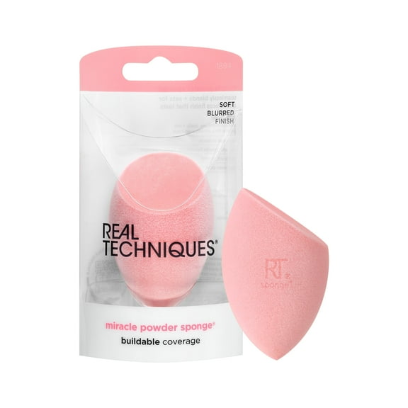 Real Techniques Miracle Powder Makeup Sponge, for Loose Powder, Pink, for Adults, 1 Count