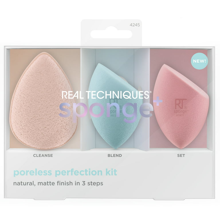 Real Techniques Sponge+ Pro-Poreless Perfection Kit, Beauty Makeup