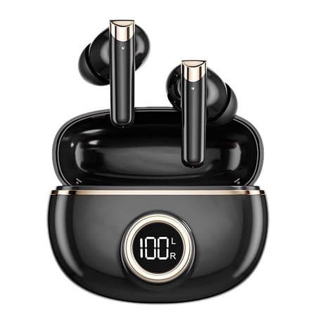 Real-Time AI Translation Earbuds 144-Language TWS Translator Compatible with iOS Android for Travel Business-Black