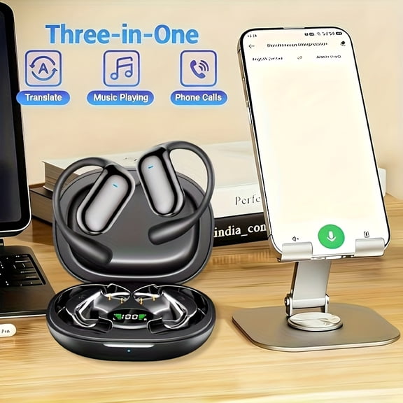 Real-Time AI Translation Earbuds 144 Languages, Live Interpreter & Meeting Notes, Noise Cancelling Wireless Headphones with Mic, Pure Sound, Rechargeable LED